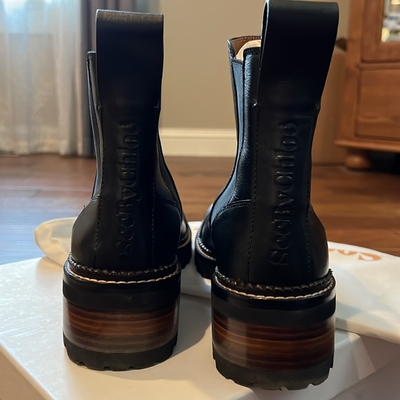 See By Chloe Mozart Black Leather Ankle Boots - Picture 3 of 5